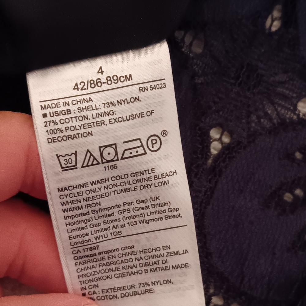 Banana Republic ~ Navy Black Lace Floral Halter Midi Cocktail Dress Size 4 - Picture 9 of 16